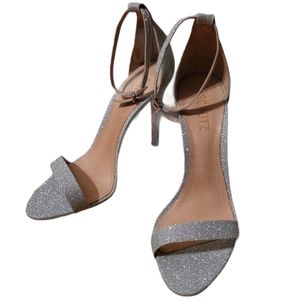Schutz Silver Glittery Sandals